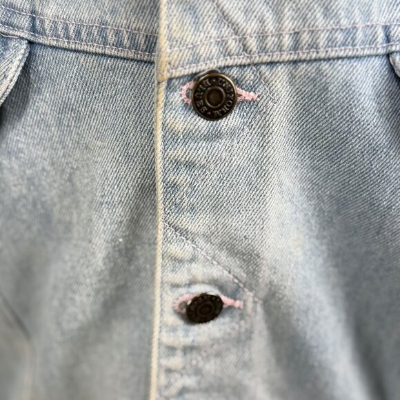 Vintage Uniform Blues Denim 80's Jacket Large Button-Up Light Wash Distressed - Picture 9 of 9